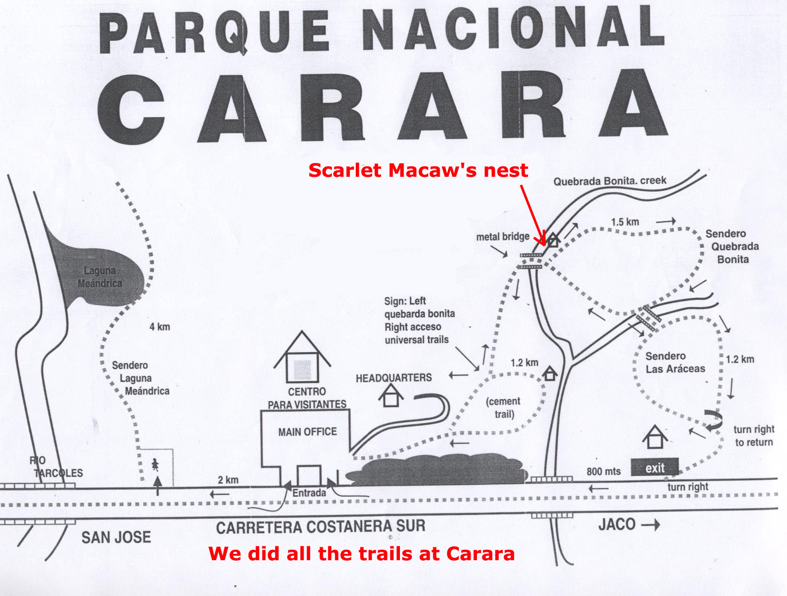 Carara Trail Map