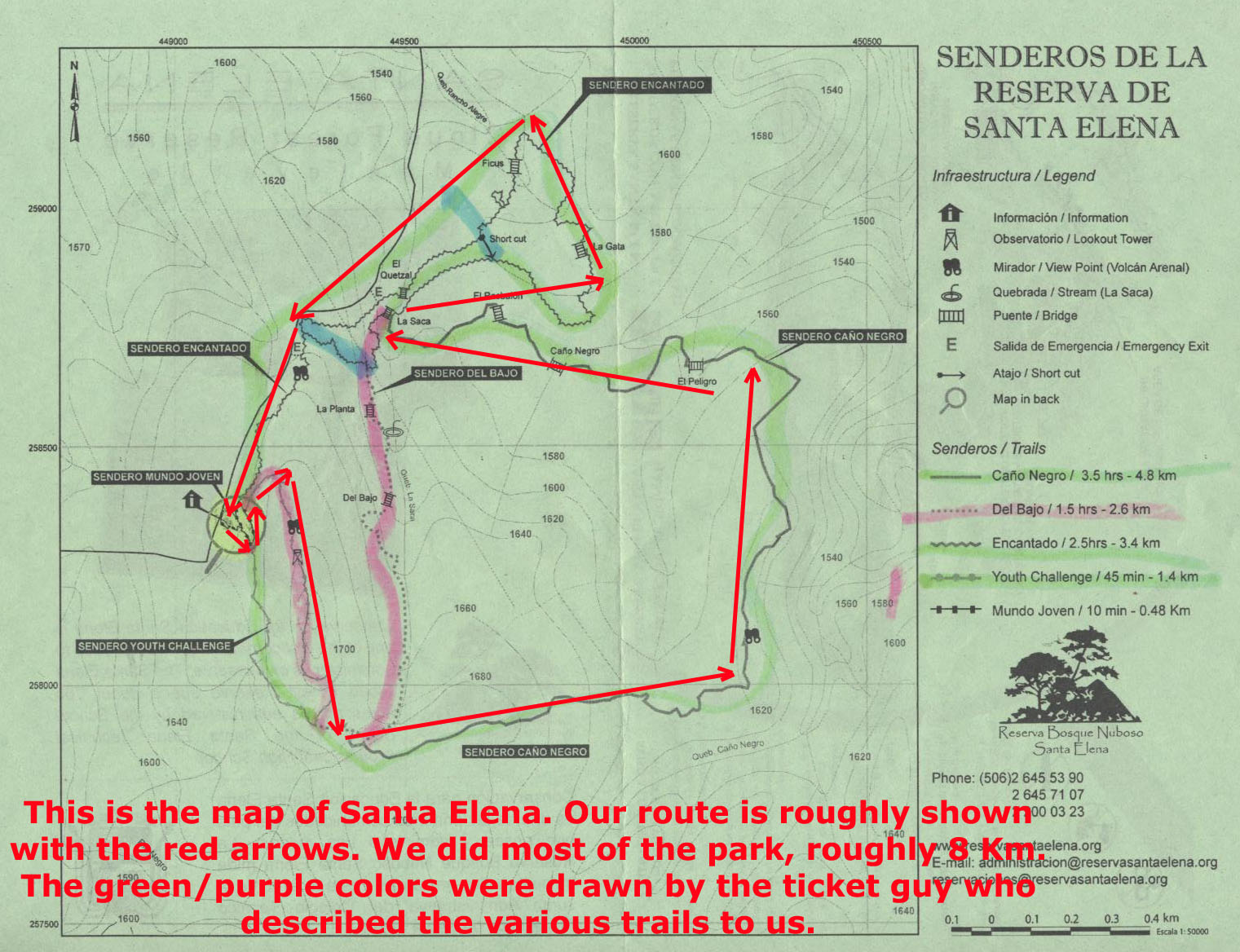 Santa Elena Trail Map
